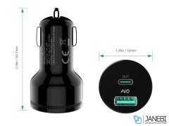 شارژر فندکی فست شارژ ماشین تایپ سی آکی
