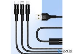کابل شارژ سه سر یوسامز Usams U5 3IN1 Braided Charging Cable 1.5m