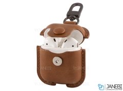 کاور محافظ چرمی ایرپاد اپل Coteetci Magnet Airpods PUCase With Hook