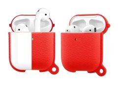 کاور سیلیکونی طرح چرم ایرپاد Airpods 1/2 Leather Silicone Hang Case