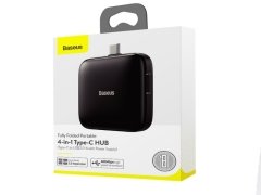 هاب آداپتور تایپ سی به یو اس بی بیسوس Baseus Fully folded portable 4-in-1 Type-C HUB (Type-C to USB2.0x4 with power supply) Black دارای کیفیت ساخت بالا