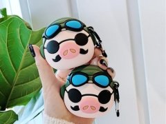 کاور محافظ سیلیکونی ایرپاد طرح خوک خلبان Pilot Pig Silicone Case Apple Airpods