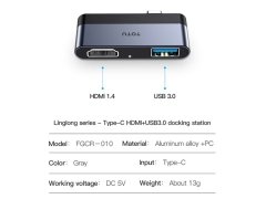 مبدل تایپ سی به اچ دی ام آی و یو اس بی توتو Totu FGCR-010 Linglong Type-C HDMI+USB3.0 Docking Station