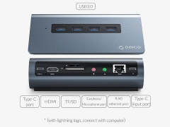 هاب چند منظوره اوریکو ORICO M3H-6N Type-c Multi-function Aluminum Alloy Docking Station
