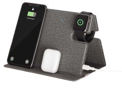 شارژر بی سیم سه کاره راک مدل Rock Leather 3 in 1 Wireless Charger RWC-0515