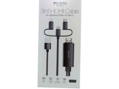 کابل 3سر لایتنینگ،تایپسی،میکرو  به Hdmi یسیدو 4k مدل Yesido HM05 3IN1 HDMI CABLE HM05