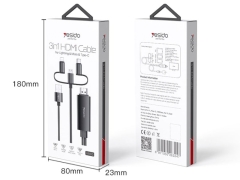 کابل 3سر لایتنینگ،تایپسی،میکرو  به Hdmi یسیدو 4k مدل Yesido HM05 3IN1 HDMI CABLE HM05