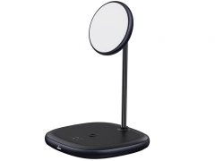 پایه نگهدارنده مگنتی و شارژر وایرلس بیسوس Baseus Swan 2-in-1 Wireless Magnetic Charger 20W WXSW-D01
