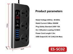 چند راهی و شارژر 3 سوکت و 4 یو اس بی تایمردار ارلدام Earldom ES-SC02 EU Smart Power Strip