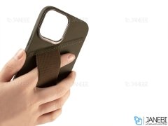 قاب چرمی آیفون 13 پرو کجسا Kajsa iPhone 13 Pro Preppie Elastic Hand Grip Leather Case