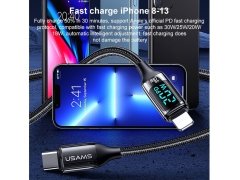 قیمت کابل شارژ سریع تایپ‌سی به لایتنینگ 1.2 متری یوسامز USAMS U78 Typ-C TO Lightning Digital Display 20W PD Data Cable US-SJ545