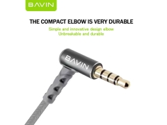 قیمت کابل صدای دو سر جک 3.5 میلی‌متری باوین BAVIN AUX06 3.5mm Jack Nylon Cable AUX Cable Elbow Type Audio Cable