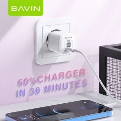 شارژر دیواری فست شارژ باوین BAVIN 20W PD Wall Travel Mobile Phone Adapter Fast Charger PC251Y