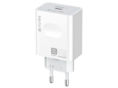 خرید شارژر دیواری فست شارژ با کابل تایپ‎سی باوین BAVIN Intelligent 45W PD Fast QC3.0 Wall Charger Adapter USB-C PC800Y