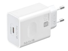 قیمت شارژر دیواری فست شارژ با کابل تایپ‎سی باوین BAVIN Intelligent 45W PD Fast QC3.0 Wall Charger Adapter USB-C PC800Y