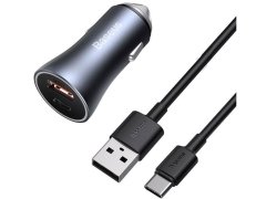 خرید شارژر فندکی فست شارژ با کابل تایپ سی بیسوس Baseus Car Charger Golden Contactor Pro Type-C + USB 40W With Cable For Type-C TZCCJD-0G
