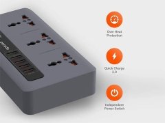 چند راهی و محافظ تایمردار پورودو Porodo Power Socket &amp; USB Hub PD-5P3SQC