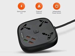 چند راهی و محافظ پورودو Porodo 3 Socket &amp; 4 USB PD-SC3302