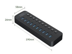 خرید هاب یو اس بی 10 پورت اوریکو ORICO CT2U3-10AB Multi-Port Hub With Individual Switches