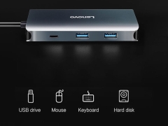 هاب تایپ‌سی با 7 پورت لنوو Lenovo LX0807G Type-C Hub Docking Station