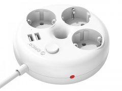 خرید سه راهی برق و دو یو اس بی اوریکو با طراحی شبیه دونات ORICO-ODR-3A2U-10A-ID USB Smart Power Strip