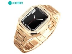 قیمت بند استیل اپل واچ 45 میلی‌متری کوتتسی Coteetci W80 AP diamond +316L set strap 22010-BK 45mm
