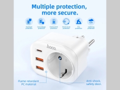 یک راهی برق و 2 یو‌اس‌بی و 1 تایپ‌سی هوکو Hoco Multifunctional socket NS3 EU / GER