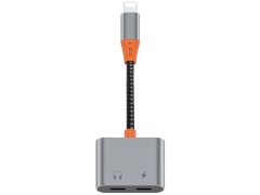 خرید مبدل لایتنینگ به لایتنینگ و درگاه صدا ویوو Wiwu LT08 Lightning To Lightning & 3.5mm Audio Converter
