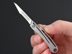 خرید چاقوی آنباکسینگ تیتانیومی تاشو دارای دو نوع تیغه قابل تعویض Replaceable Blade Unboxing Knife
