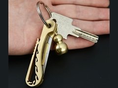 خرید چاقو آنباکسینگ برنجی تاشو قابل آویز از دسته کلید Brass key chain knife sharp utility knife portable
