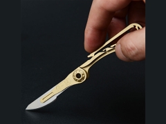 قیمت چاقو آنباکسینگ برنجی تاشو قابل آویز از دسته کلید Brass key chain knife sharp utility knife portable