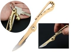 خرید چاقو آنباکسینگ برنجی تاشو قابل آویز از دسته کلید Brass key chain knife sharp utility knife portable