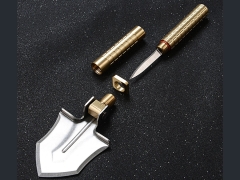 بیل کوچک باغبانی برنجی دارای چاقوی مخفی Brass multi-functional small shovel hidden knife portable