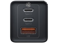 شارژ دیواری سه پورت فست شارژ بیسوس Baseus CCGAN2P-B02 65W Dual USB-C Quick Charging Travel Charger