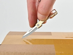 خرید چاقوی آنباکسینگ تاشو برنجی با قابلیت جاکلیدی Brass Mini Folding Knife Unboxing Self-Defense
