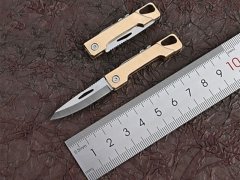 کیفیت چاقوی آنباکسینگ تاشو برنجی با قابلیت جاکلیدی Brass Mini Folding Knife Unboxing Self-Defense