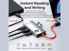 قیمت هاب تایپ سی 5 پورت راک Rock TR26 4 in 1 USB-C to RJ45 Multifunctional Docking Station