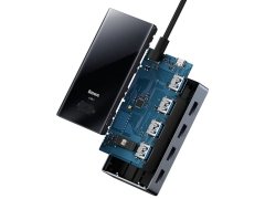هاب تایپ سی چهار پورت یو اس بی بیسوس Baseus WKYY030013 4 in 1 USB-C / Type-C to USB3.0x4 HUB Adapter