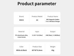 شارژر مغناطیسی بی سیم 15 وات و حلقه نگهدارنده گوشی موبایل راک ROCK W51 Magnetic Ring Holder 3 in 1 Wireless Charger
