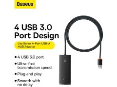 هاب یو اس بی چهار پورت با کابل یک متری بیسوس Baseus WKQX030101 Baseus Lite Series 4-Port USB-A HUB Adapter