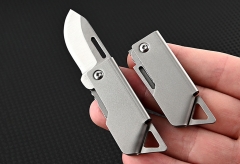 خرید چاقو آنباکسینگ تیتانیومی تاشوی قابل آویز از دسته کلید D2 steel small steel cannon mini folding knife