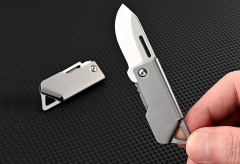 قیمت چاقو آنباکسینگ تیتانیومی تاشوی قابل آویز از دسته کلید D2 steel small steel cannon mini folding knife