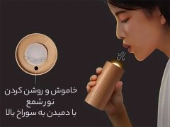 خرید چراغ شب شمع طرح چوبWood LED Candlelight Simulation Wax Candle Night Light