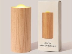 خرید چراغ شب شمع طرح چوبWood LED Candlelight Simulation Wax Candle Night Light