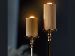 قیمت چراغ شب شمع طرح چوبWood LED Candlelight Simulation Wax Candle Night Light