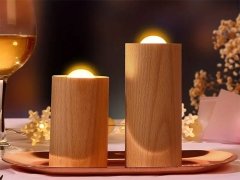 خرید چراغ شب شمع طرح چوبWood LED Candlelight Simulation Wax Candle Night Light