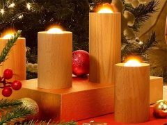 خرید چراغ شب شمع طرح چوبWood LED Candlelight Simulation Wax Candle Night Light