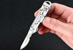 خرید چاقو آنباکسینگ فلزی تاشوی قابل آویز از دسته کلید Stainless Steel Utility Unpacking Knife