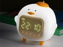 کیفیت چراغ خواب سیلیکونی و ساعت زنگ‌دار دیجیتالی فانتزی رومیزی C15 Cartoon Duck Alarm Clock Silicone Night Light