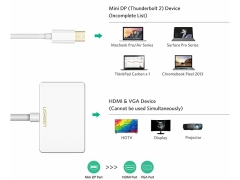 مبدل مینی دیسپلی پورت به وی جی ای و اچ دی ام آی یوگرین Ugreen Mini Displayport Lightning to HDMI VGA Converter Adapter_J43